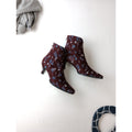 22AW Mame Kurogouchi マメ クロゴウチ Floral Jacquard Boots フローラルジャガード ブーツ ワインレッド 23.5 靴【中古】