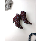 22AW Mame Kurogouchi マメ クロゴウチ Floral Jacquard Boots フローラルジャガード ブーツ ワインレッド 23.5 靴【中古】