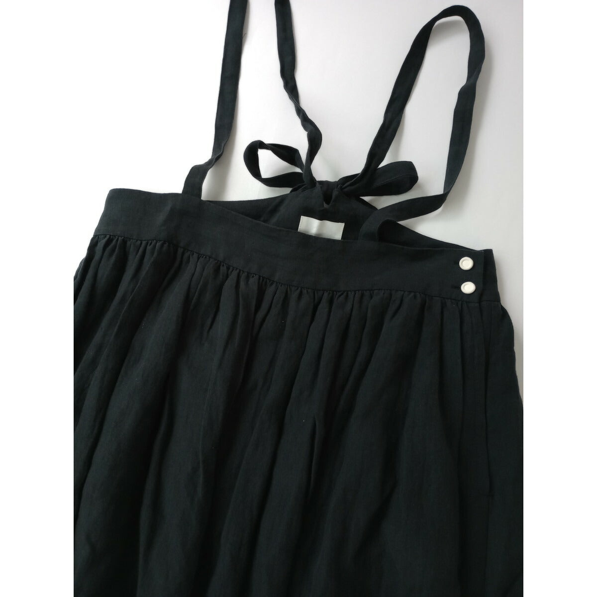 MAGALI マガリ リネン 100％ サスペンダー サロペット ロング スカート 墨黒【中古】