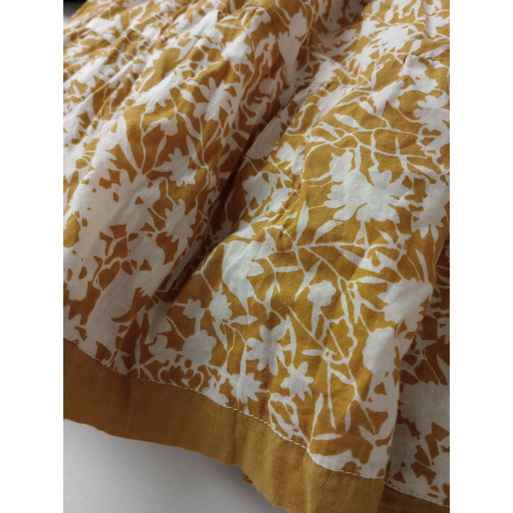 MARIHA マリハ コットン 綿 100％ 花柄 ボタニカル柄 ロング スカート マスタード イエロー【中古】