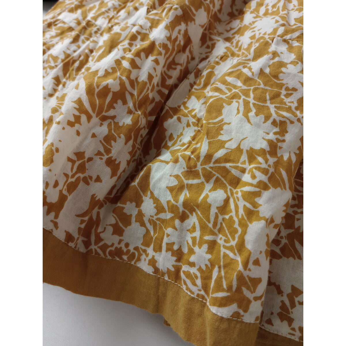 MARIHA マリハ コットン 綿 100％ 花柄 ボタニカル柄 ロング スカート マスタード イエロー【中古】