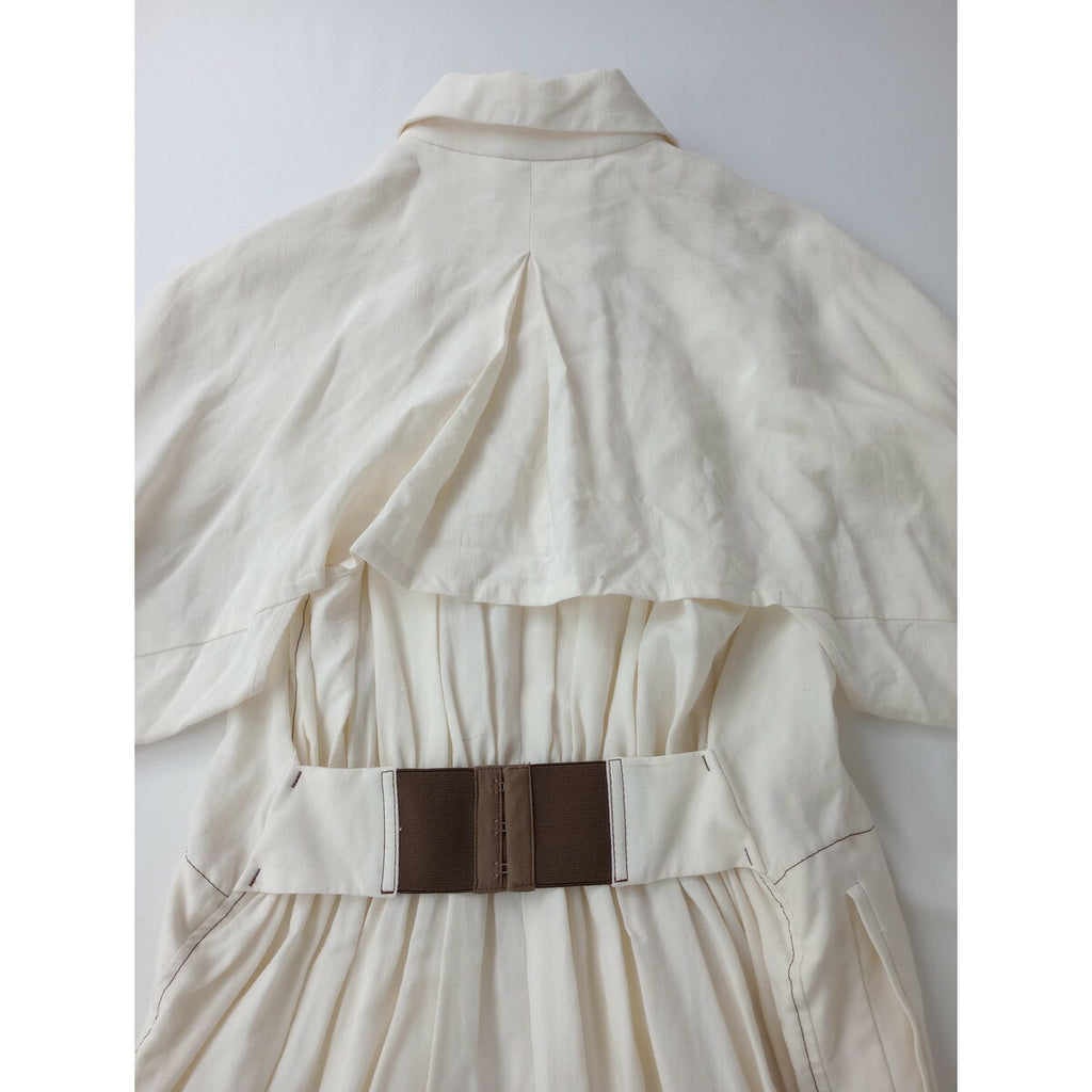 Mame Kurogouchi マメクロゴウチ ヴィスコス ヘンプ シャツ 長袖 ドレス ロング ワンピース 白 生成り 2【中古】