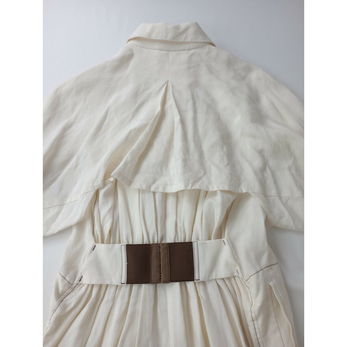 Mame Kurogouchi マメクロゴウチ ヴィスコス ヘンプ シャツ 長袖 ドレス ロング ワンピース 白 生成り 2【中古】