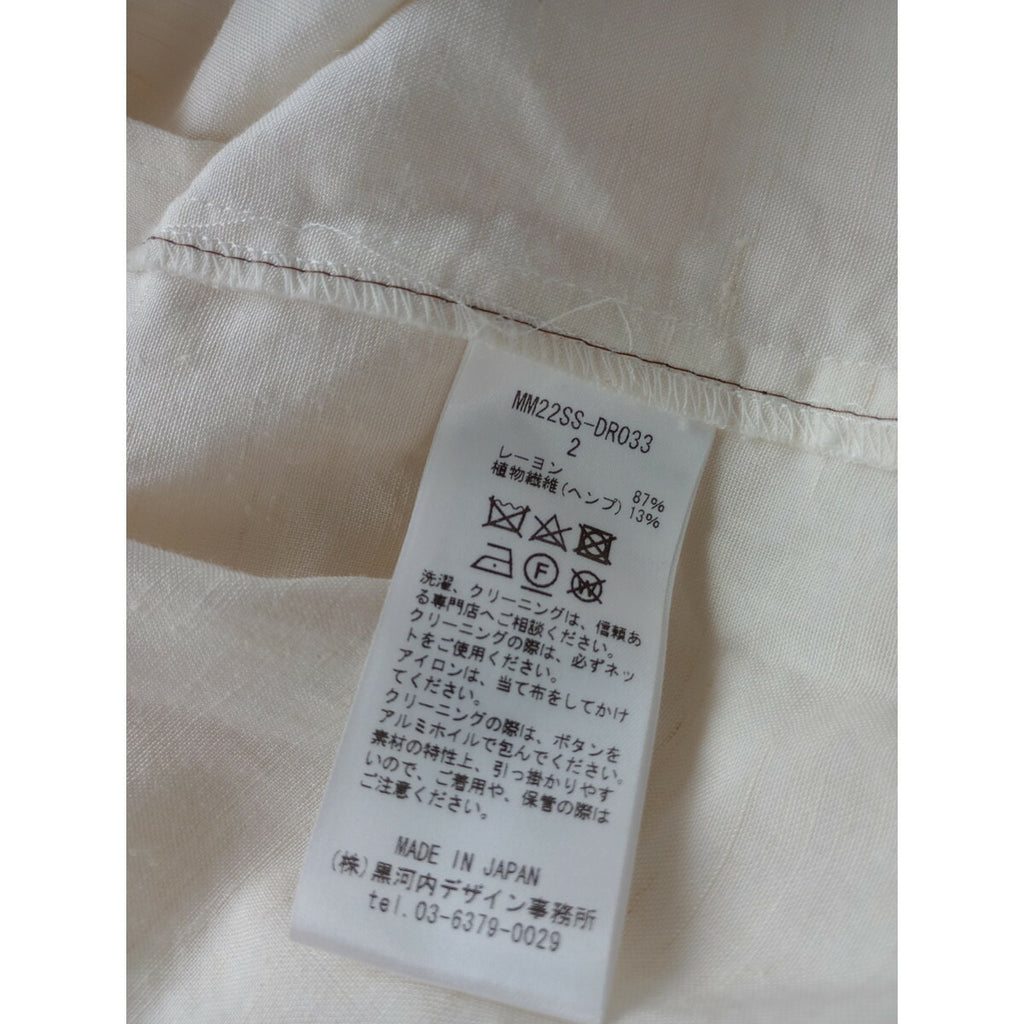 Mame Kurogouchi マメクロゴウチ ヴィスコス ヘンプ シャツ 長袖 ドレス ロング ワンピース 白 生成り 2【中古】