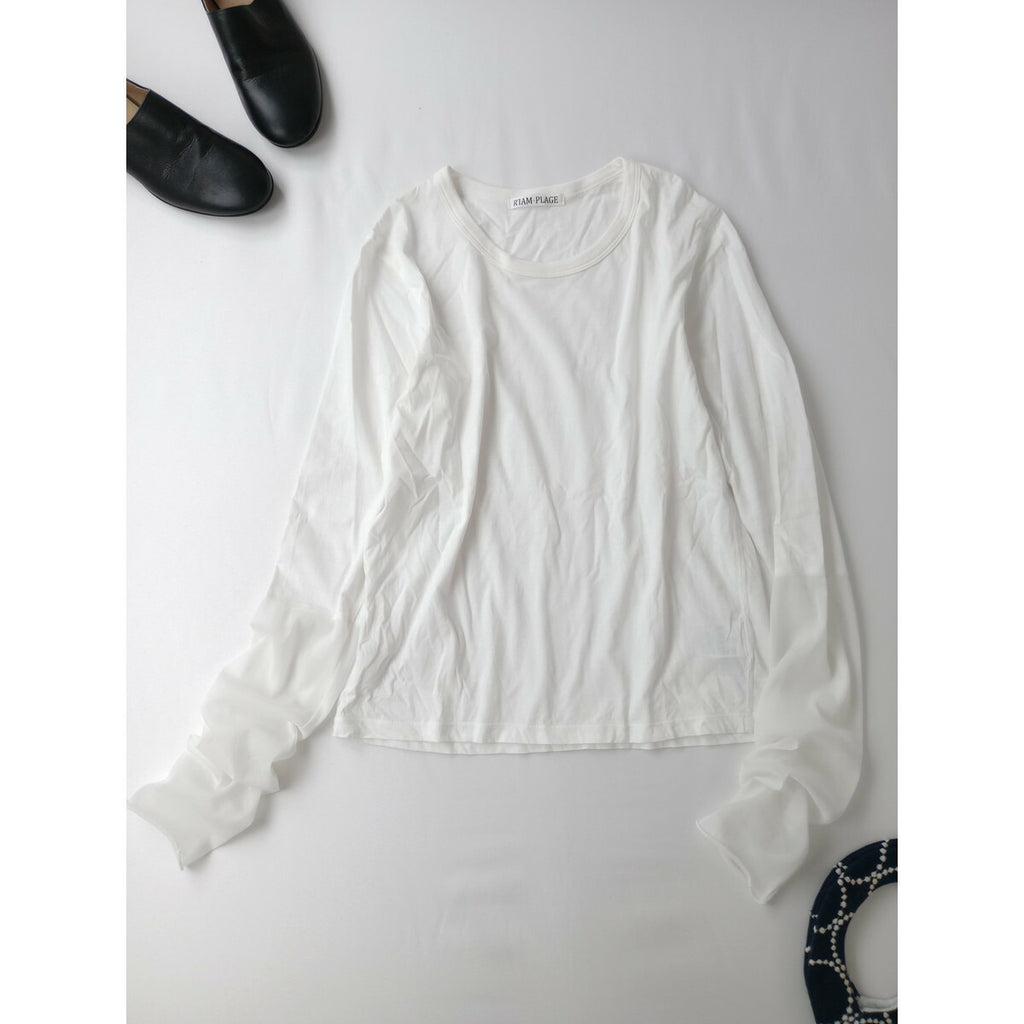 24AW R'IAM PLAGE リアム プラージュ Sheer cuff プルオーバー シアー カットソー トップス 長袖 白【中古】