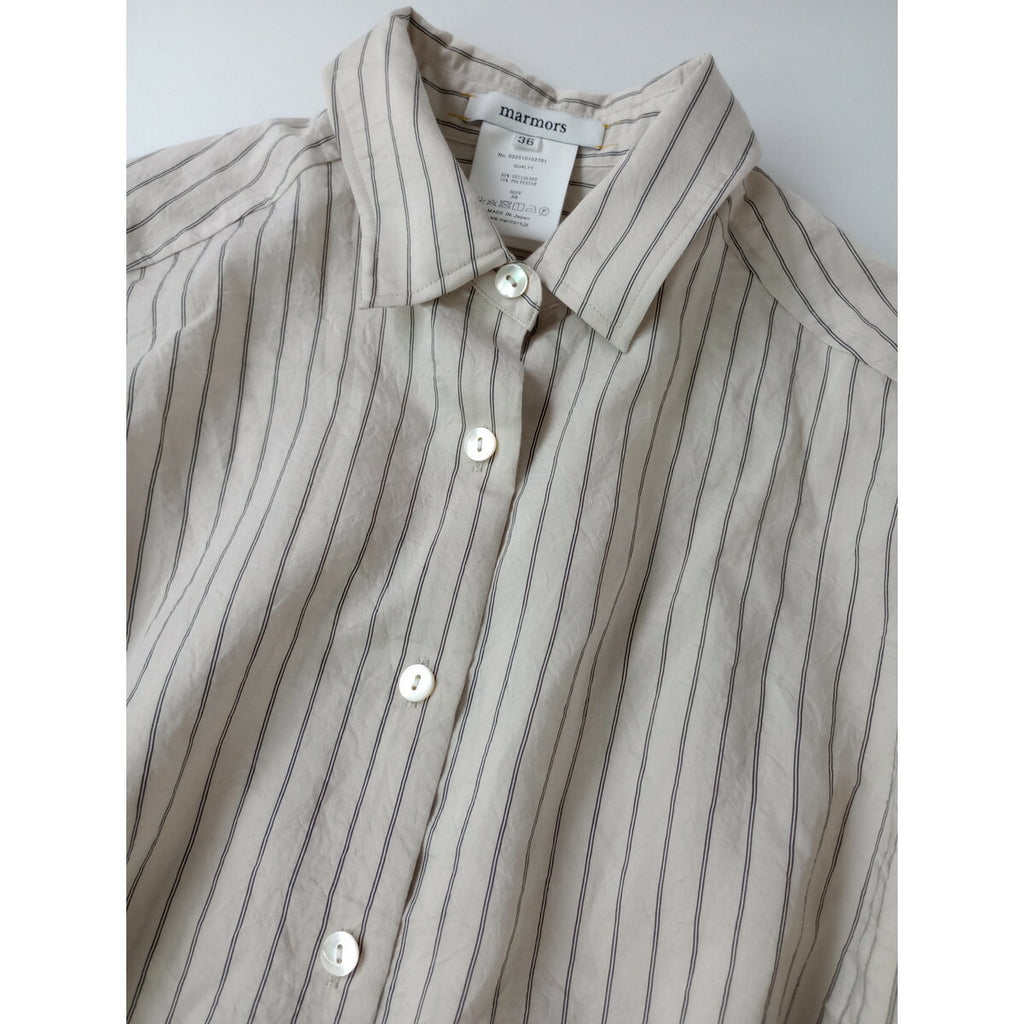 25SS marmors マルモア ストライプ シアーシャツ 長袖 タンクトップ 36 生成り【中古】