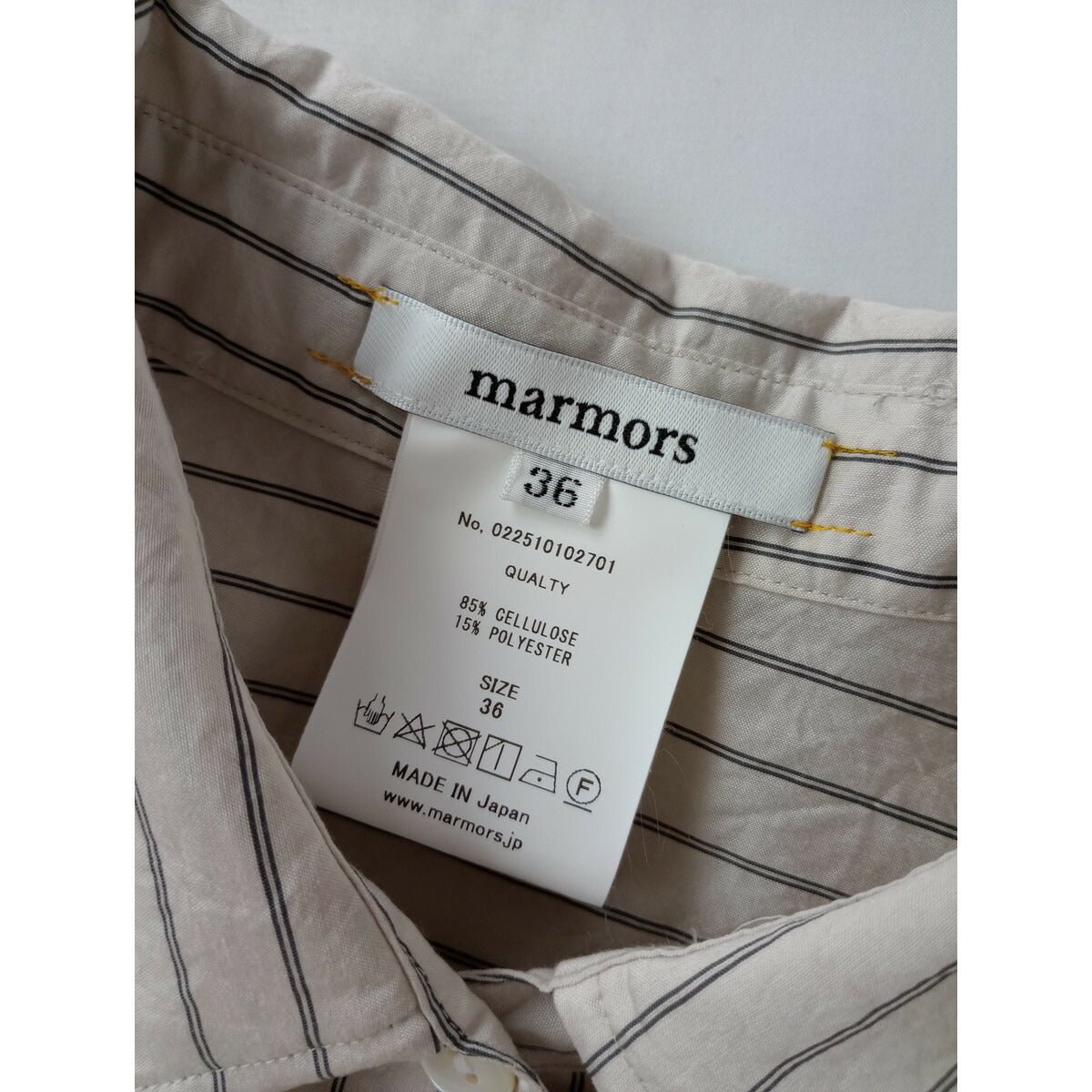 25SS marmors マルモア ストライプ シアーシャツ 長袖 タンクトップ 36 生成り【中古】
