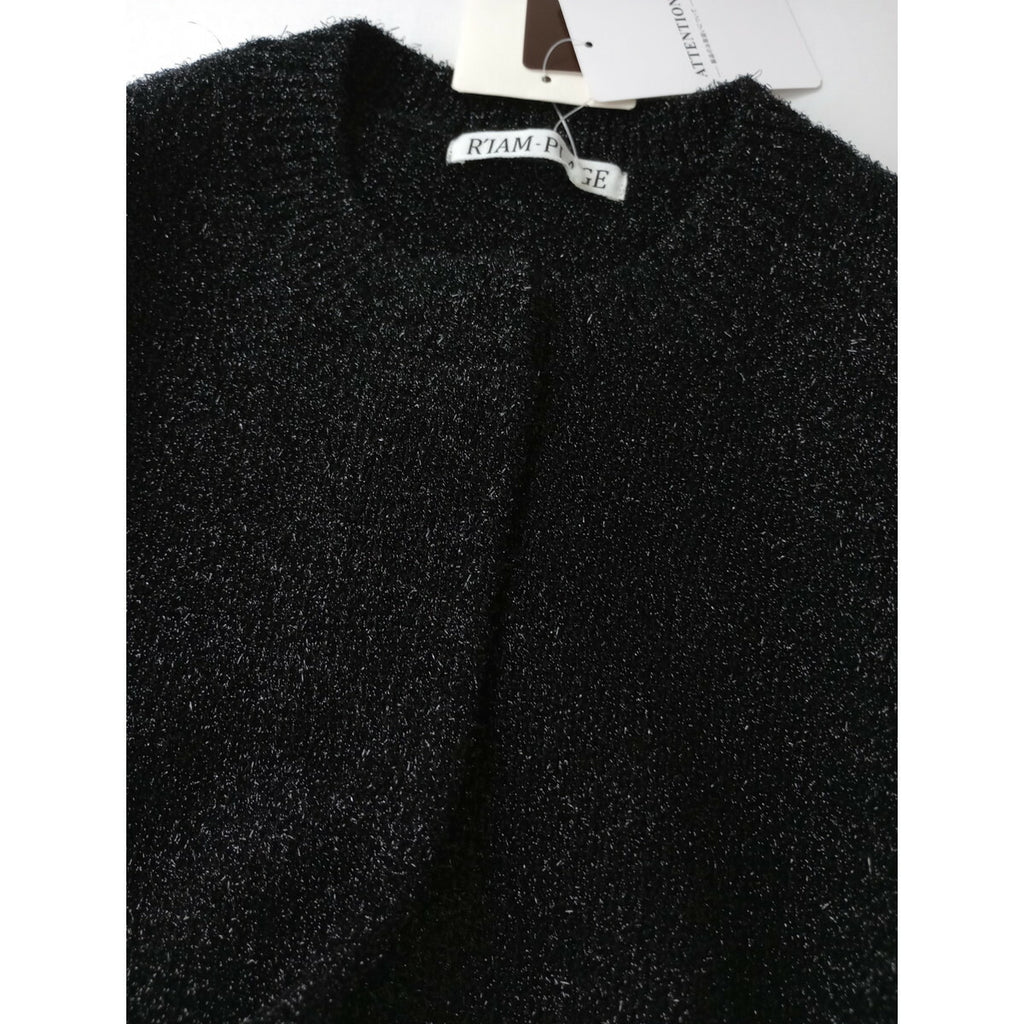 25SS R'IAM PLAGE リアム プラージュ ラメ ニット カーディガン 羽織 黒 ブラック【中古】