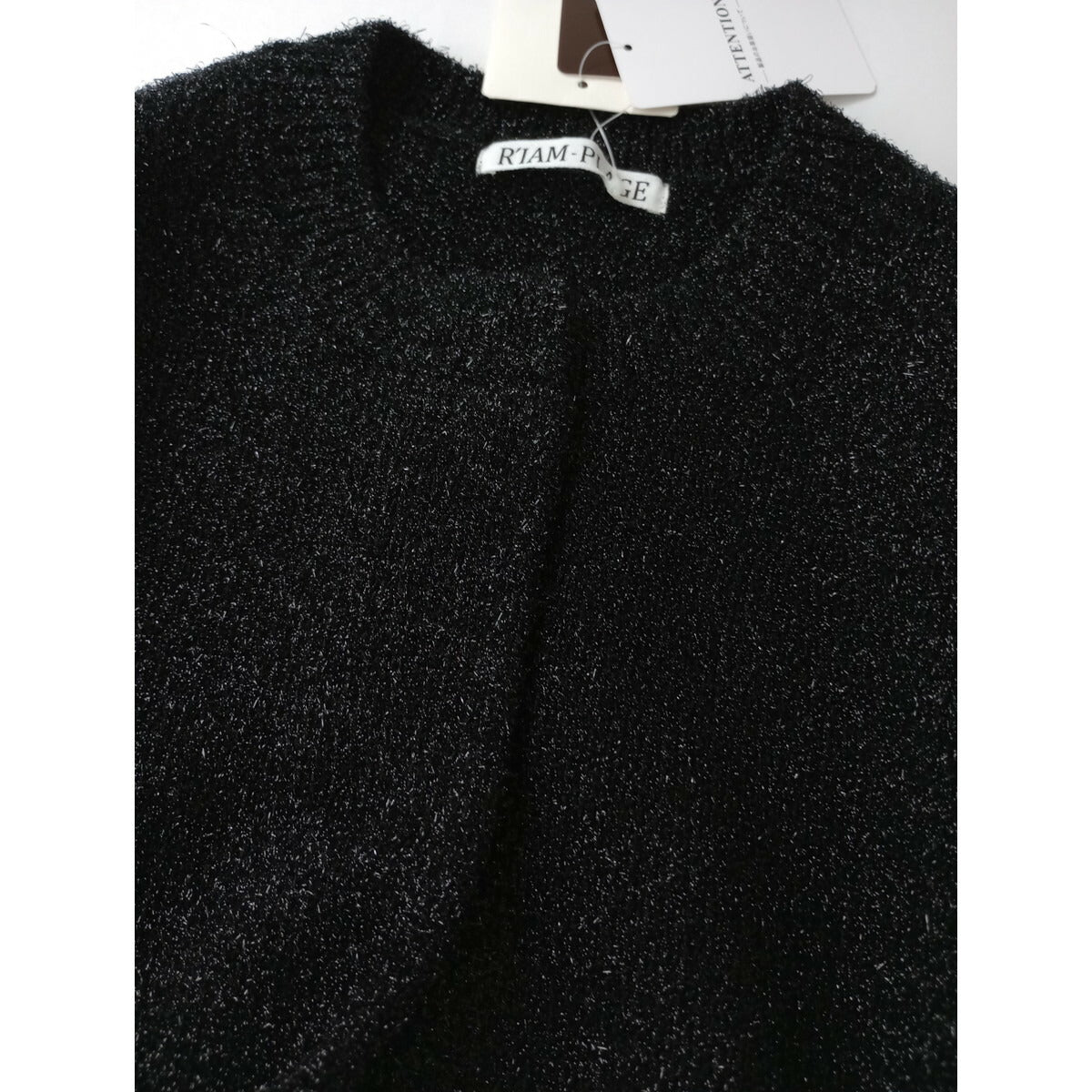 25SS R'IAM PLAGE リアム プラージュ ラメ ニット カーディガン 羽織 黒 ブラック【中古】
