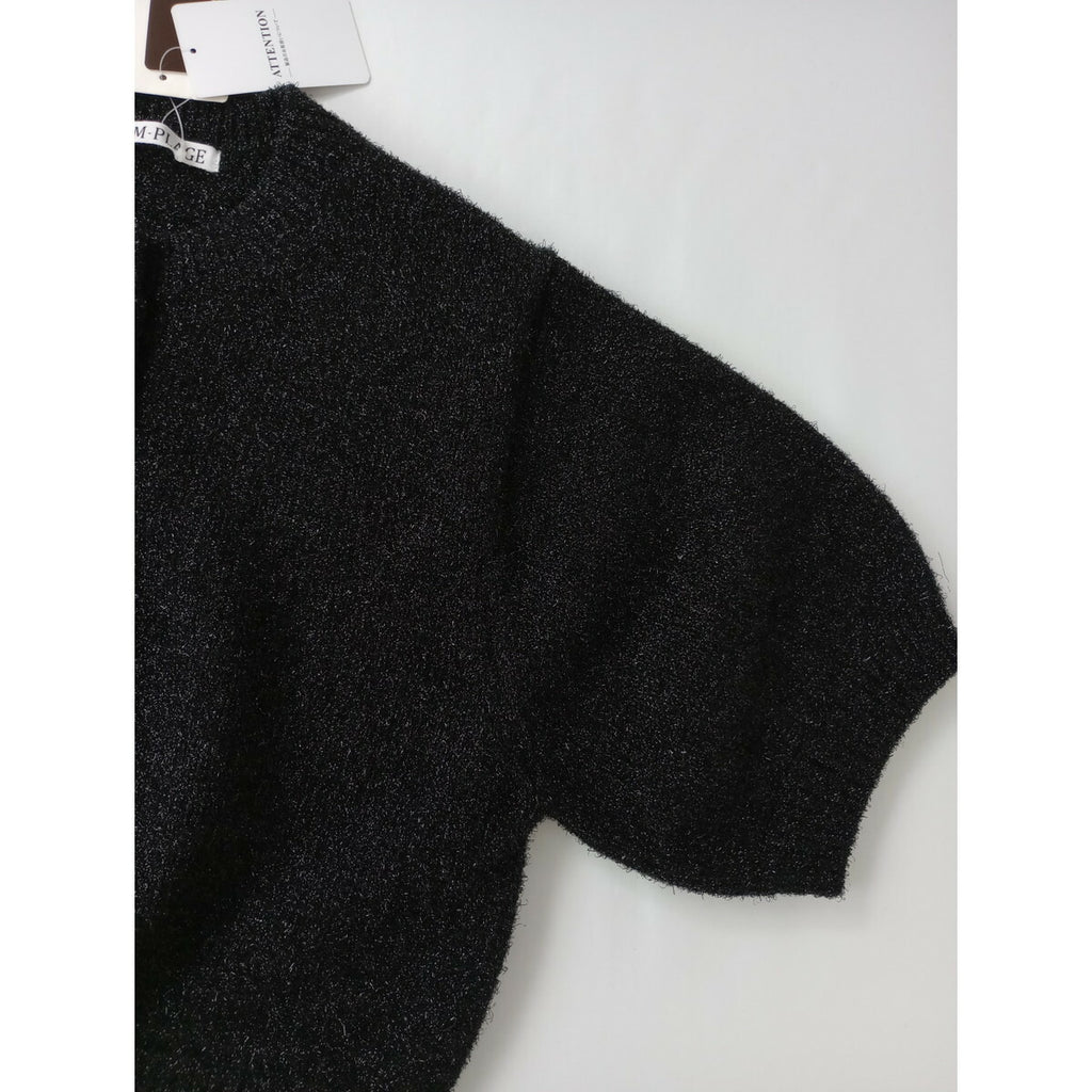 25SS R'IAM PLAGE リアム プラージュ ラメ ニット カーディガン 羽織 黒 ブラック【中古】