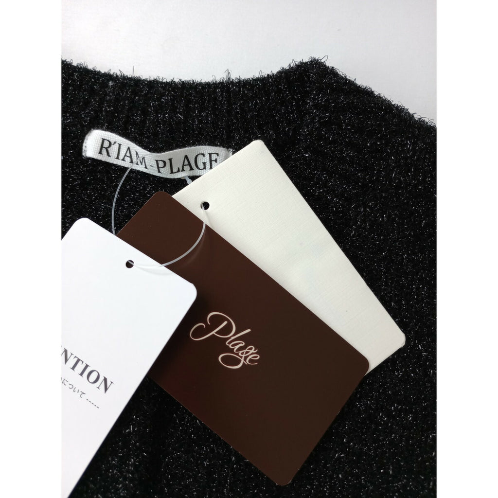 25SS R'IAM PLAGE リアム プラージュ ラメ ニット カーディガン 羽織 黒 ブラック【中古】