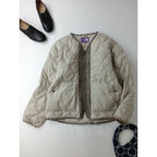 THE NORTH FACE PURPLE LABELザノースフェイス パープル レーベル プラスフィールド ダウン カーディガン ベージュ WM (15M＋0517)【中古】