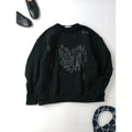 mina perhonen ミナペルホネン palmier スウェット プルオーバー 長袖 トップス うさぎ 黒 ブラック 38【中古】