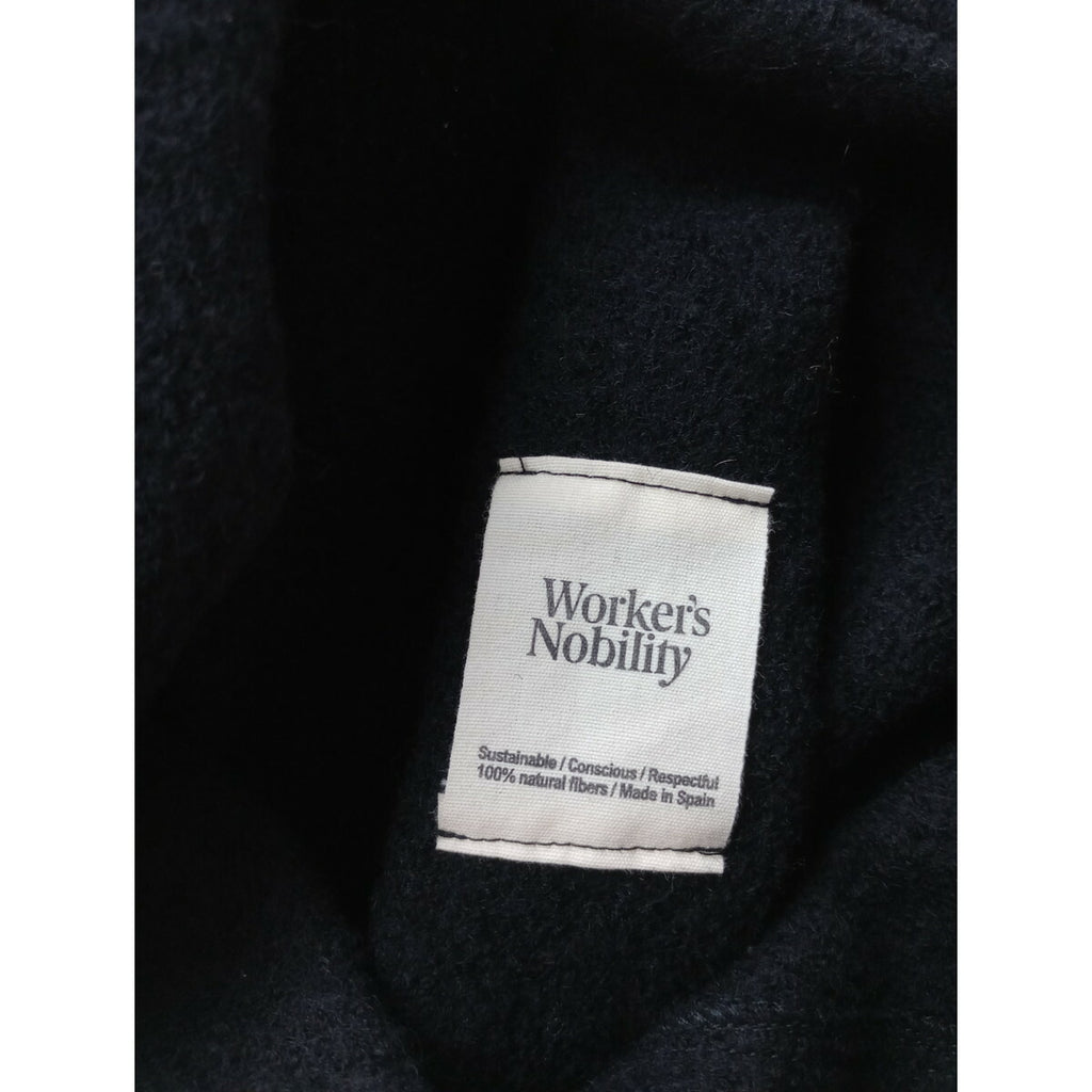新品 25AW Worker's Nobilityワーカーズノビリティスペイン製 ラウンドカーディガン ボイルド ウール毛 100％ 黒 ブラック (11M＋0524)【中古】