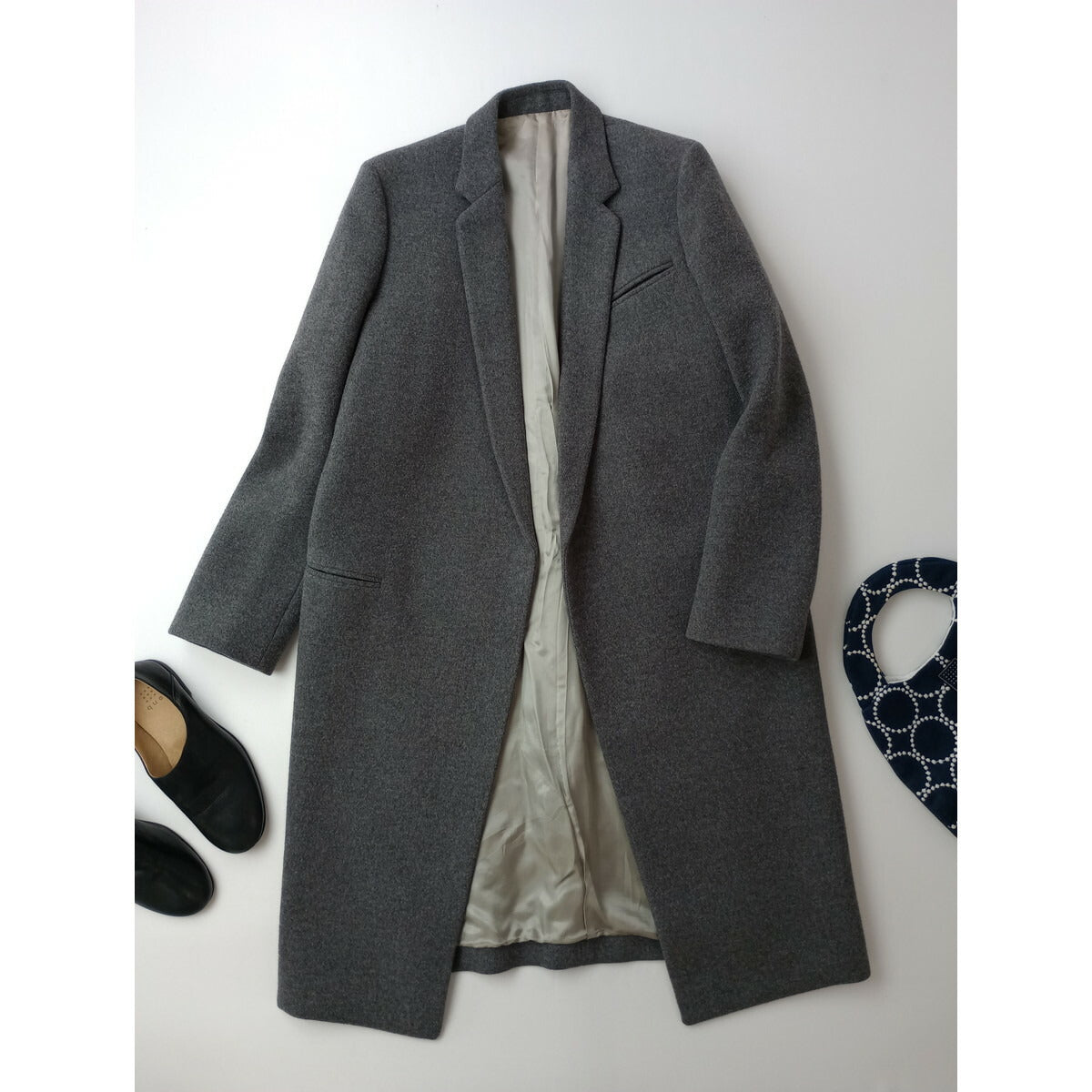 CELINE セリーヌ フィービー期 クロンビー ウール コート グレー 2 (15M＋9925)【中古】