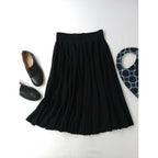 25AW MARGARET HOWELL マーガレットハウエル KNITTED FINE WOOL SKIRT エクストラファインウール プリーツ ニット スカート 黒 ブラック 2【中古】