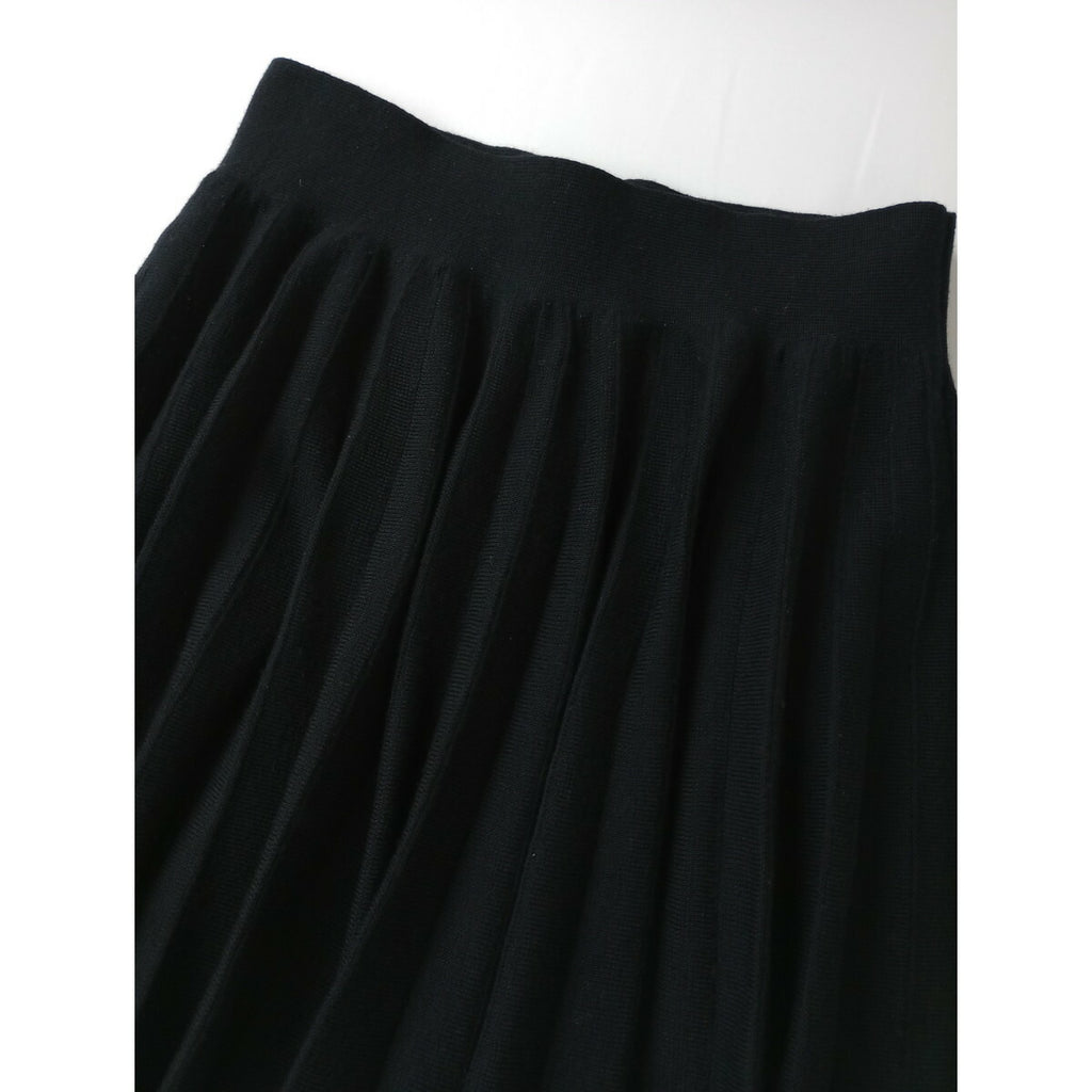 25AW MARGARET HOWELL マーガレットハウエル KNITTED FINE WOOL SKIRT エクストラファインウール プリーツ ニット スカート 黒 ブラック 2【中古】