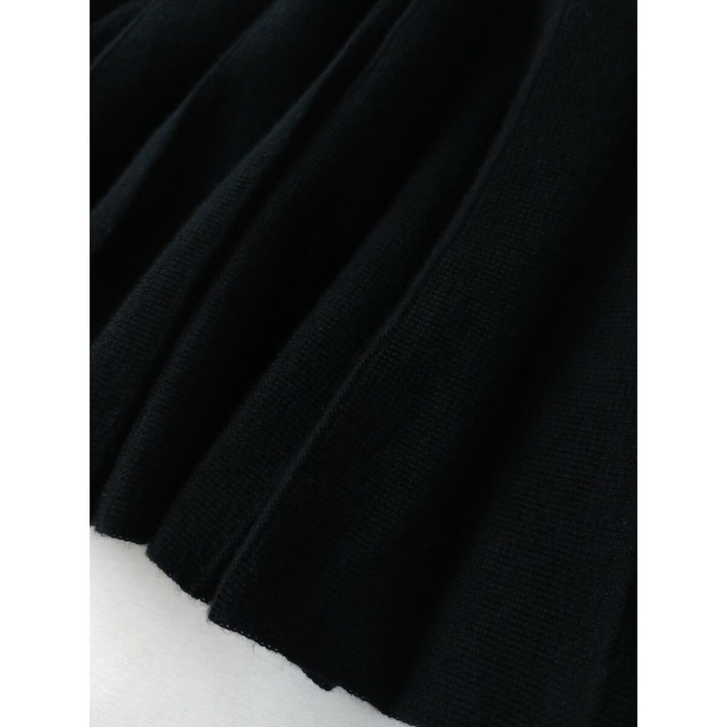 25AW MARGARET HOWELL マーガレットハウエル KNITTED FINE WOOL SKIRT エクストラファインウール プリーツ ニット スカート 黒 ブラック 2【中古】