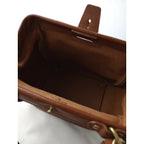 ヘルツ HERZ organ 2way 口枠 キューブ トート ショルダーバッグ ハンド ブラウン【中古】