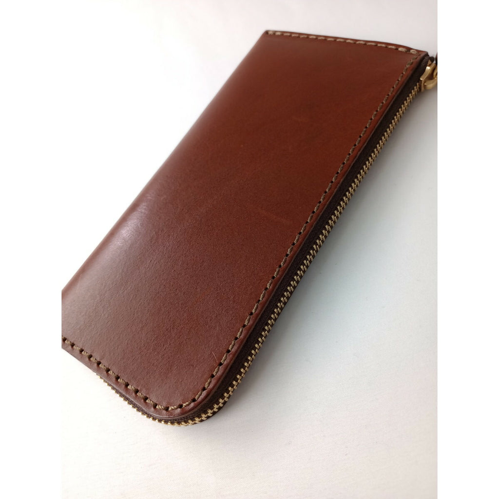 ヘルツ HERZ L字 ファスナー 長財布 レザーロングウォレット ブラウン【中古】