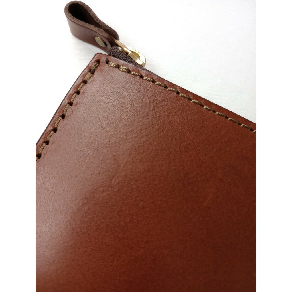 ヘルツ HERZ L字 ファスナー 長財布 レザーロングウォレット ブラウン【中古】