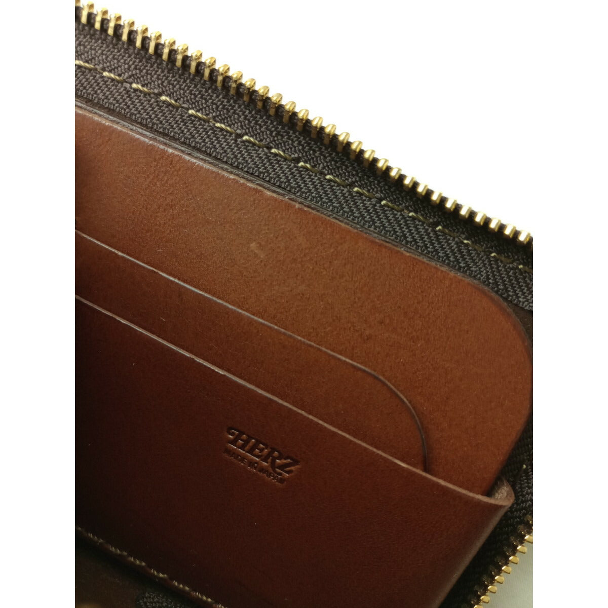 ヘルツ HERZ L字 ファスナー 長財布 レザーロングウォレット ブラウン【中古】