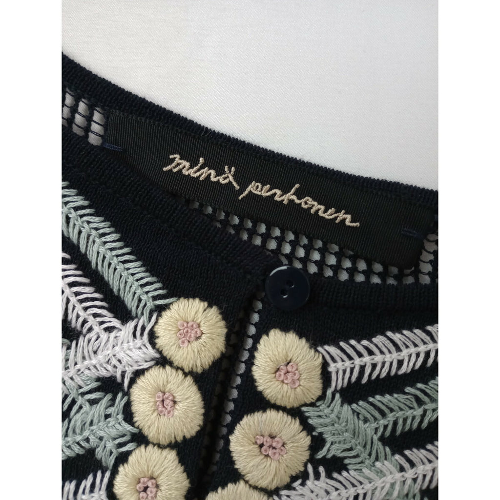 ミナペルホネン minaperhonen Kori カーディガン ニット メッシュ ネイビー 38【中古】