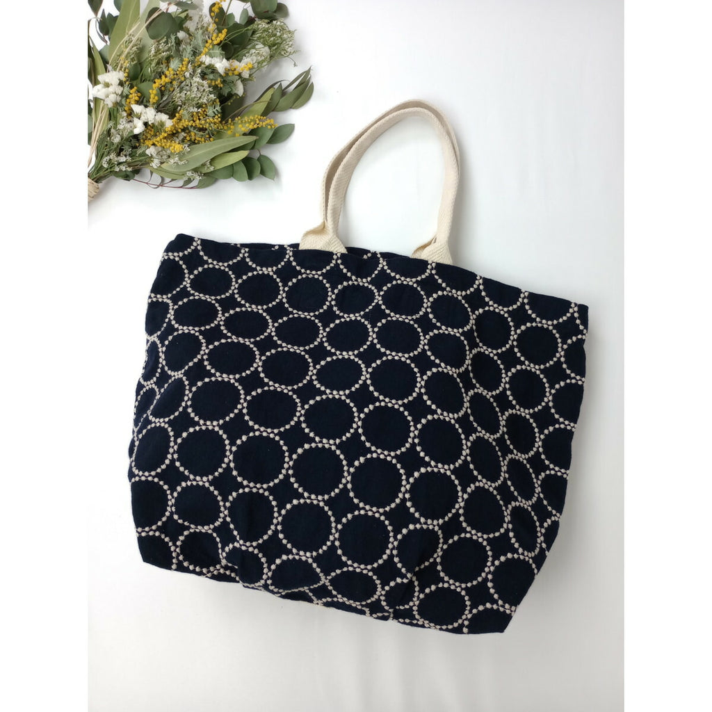 mina perhonen ミナペルホネン dondon tambourine タンバリン ドンドン バッグ ウール コットン 綿 ネイビー【中古】