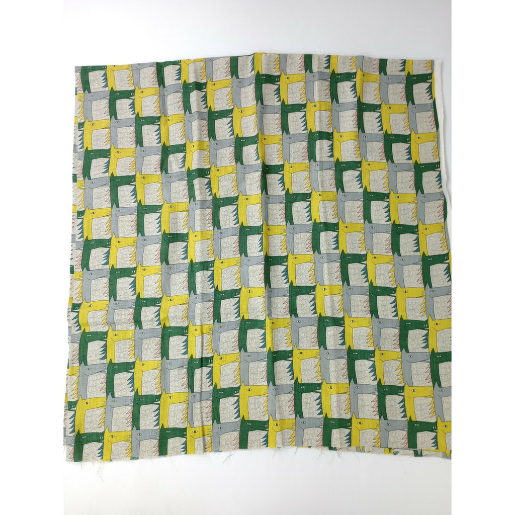 新品未使用 ミナペルホネン mina perhonen  thoroughbred サラブレッド ファブリック 生地 グリーン イエロー 150ｃｍ × 150ｃｍ