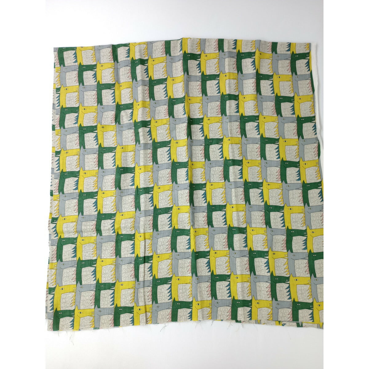 新品未使用 ミナペルホネン mina perhonen  thoroughbred サラブレッド ファブリック 生地 グリーン イエロー 150ｃｍ × 100ｃｍ