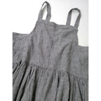 24SS nest Robe ネストローブ ギンガム チェック 柄 エプロンドレス サロペット ロング ワンピース UpcycleLino 白黒 F【中古】