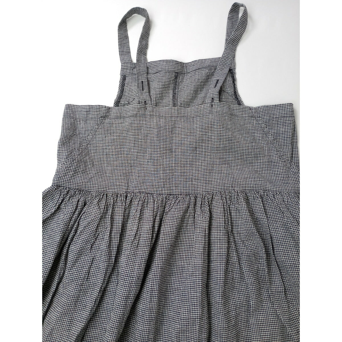 24SS nest Robe ネストローブ ギンガム チェック 柄 エプロンドレス サロペット ロング ワンピース UpcycleLino 白黒 F【中古】