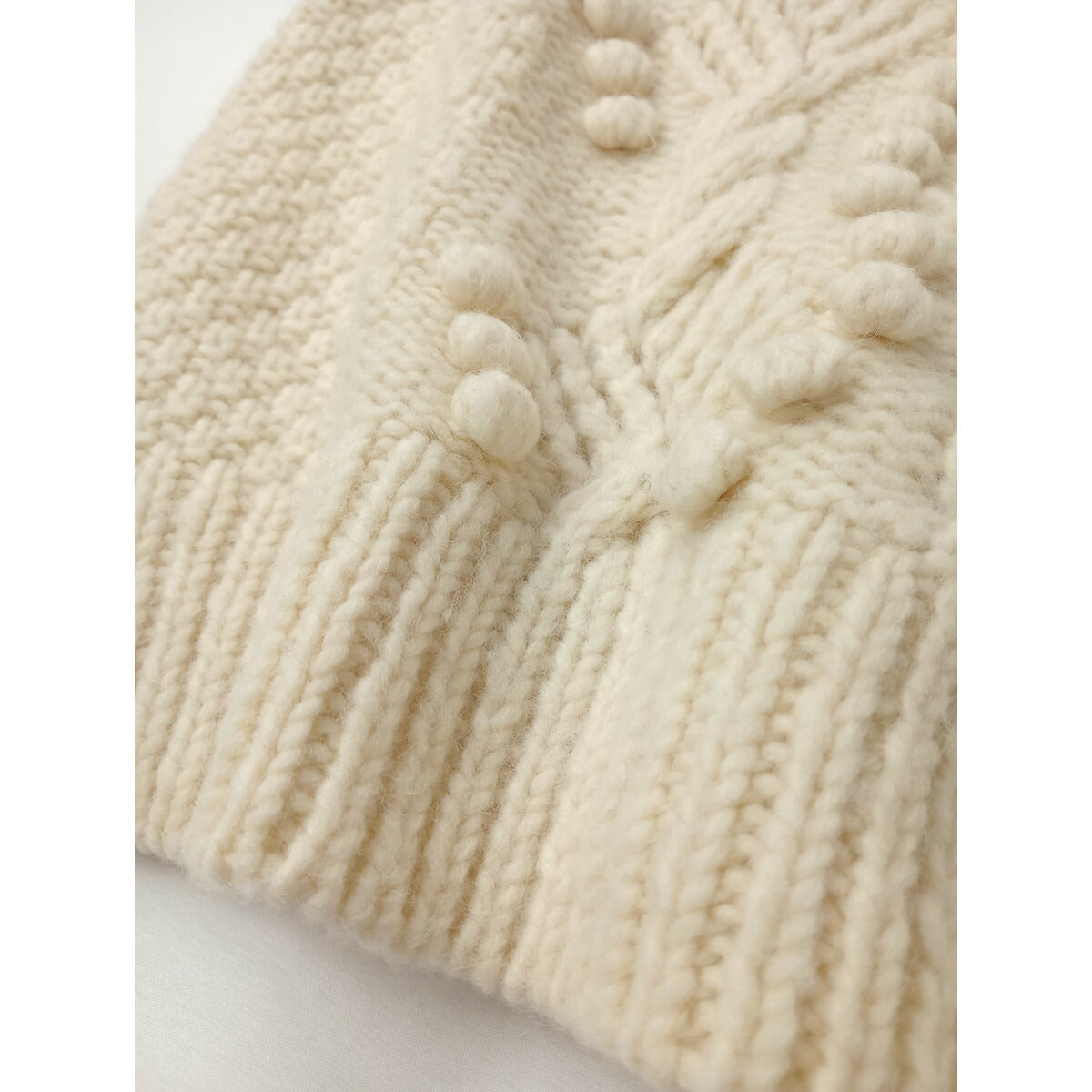 Cloth&Cross クロスアンドクロス ポップコーン編み ニット ベスト ウール 毛 100％ トップス アイボリー (22M＋0191)【中古】