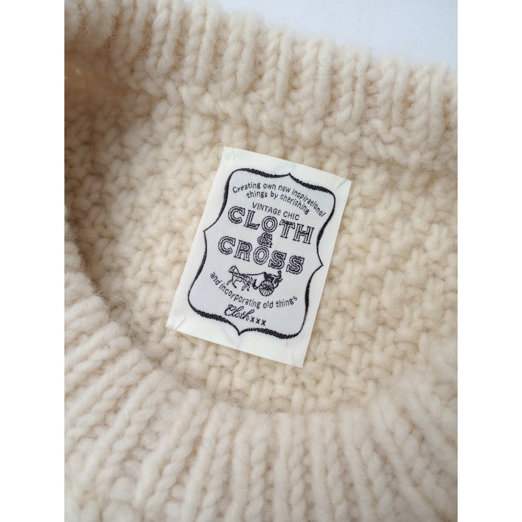 Cloth&Cross クロスアンドクロス ポップコーン編み ニット ベスト ウール 毛 100％ トップス アイボリー (22M＋0191)【中古】
