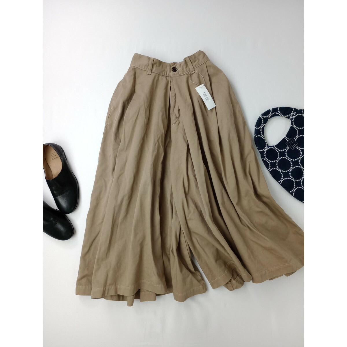 新品 HARVESTY ハーベスティ チノクロス カルメン キュロット パンツ 1 ベージュ【中古】