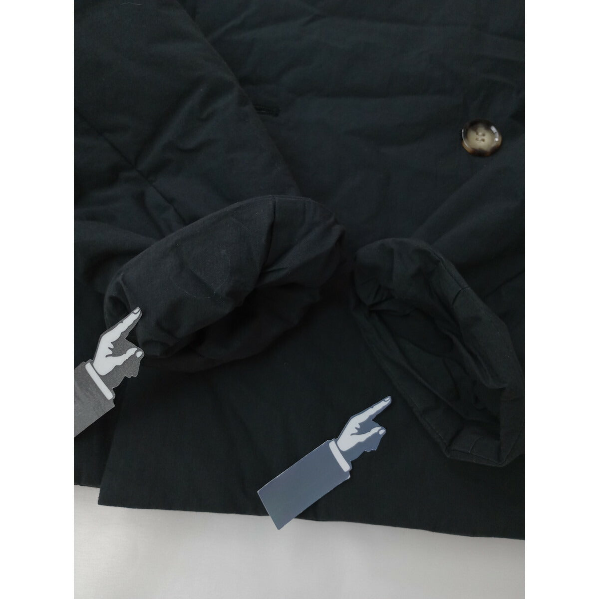 R&D.M.Co- オールドマンズテーラー PUFF JACKET パフ ノーカラー ジャケット 中綿 墨黒 M【中古】