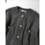 25AW Whim Gazette ウィム ガゼット ウール カシミヤ ファー ボタン ジャケット カーディガン 羽織 グレー (21M＋1730)【中古】