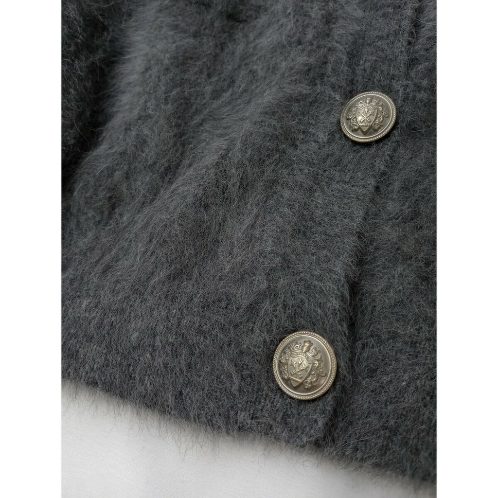 25AW Whim Gazette ウィム ガゼット ウール カシミヤ ファー ボタン ジャケット カーディガン 羽織 グレー (21M＋1730)【中古】