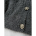 25AW Whim Gazette ウィム ガゼット ウール カシミヤ ファー ボタン ジャケット カーディガン 羽織 グレー (21M＋1730)【中古】
