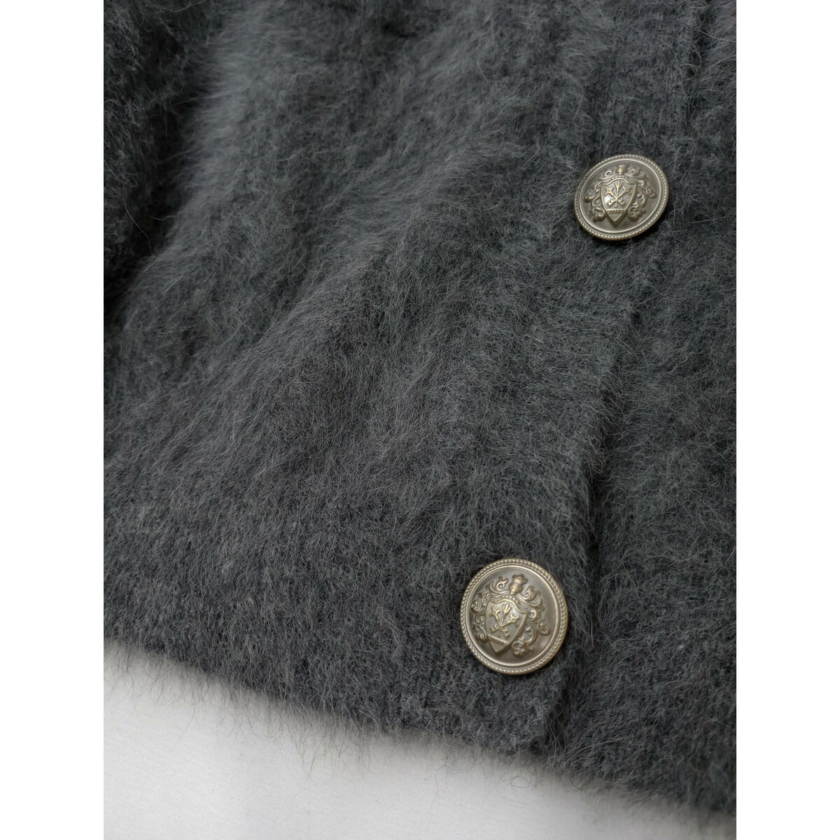 25AW Whim Gazette ウィム ガゼット ウール カシミヤ ファー ボタン ジャケット カーディガン 羽織 グレー (21M＋1730)【中古】