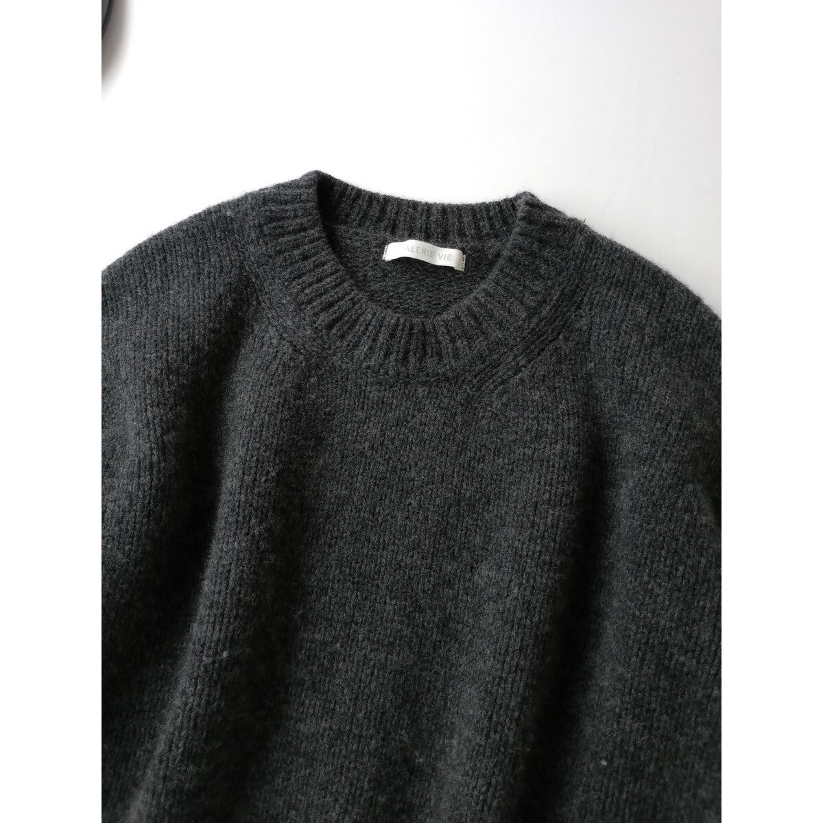 23AW GALERIE VIE ギャルリー ヴィートゥモローランド ウールクルーネックプルオーバーニットセーターウール 毛 100％S グレー(18M＋0315)【中古】