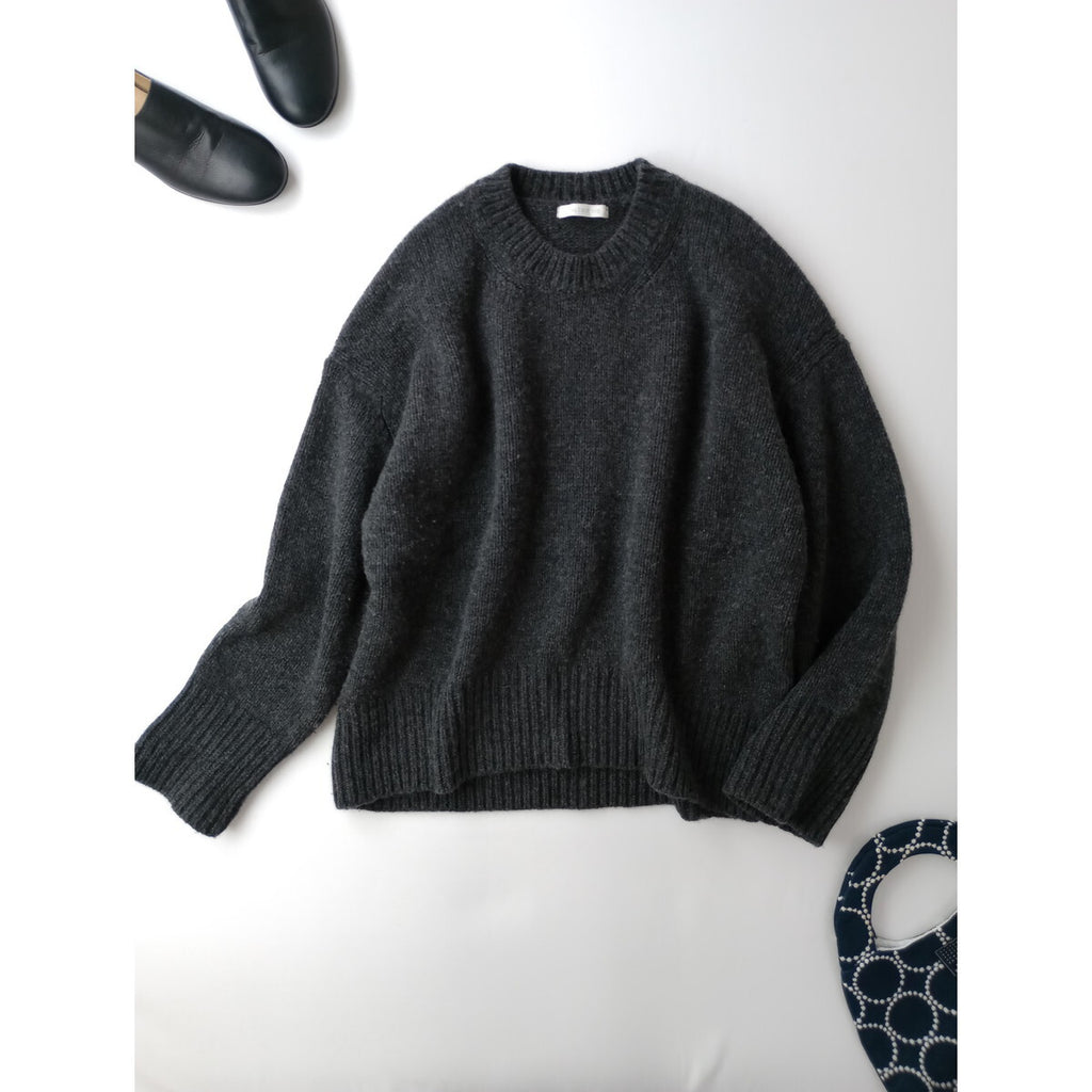 23AW GALERIE VIE ギャルリー ヴィートゥモローランド ウールクルーネックプルオーバーニットセーターウール 毛 100％S グレー(18M＋0315)【中古】