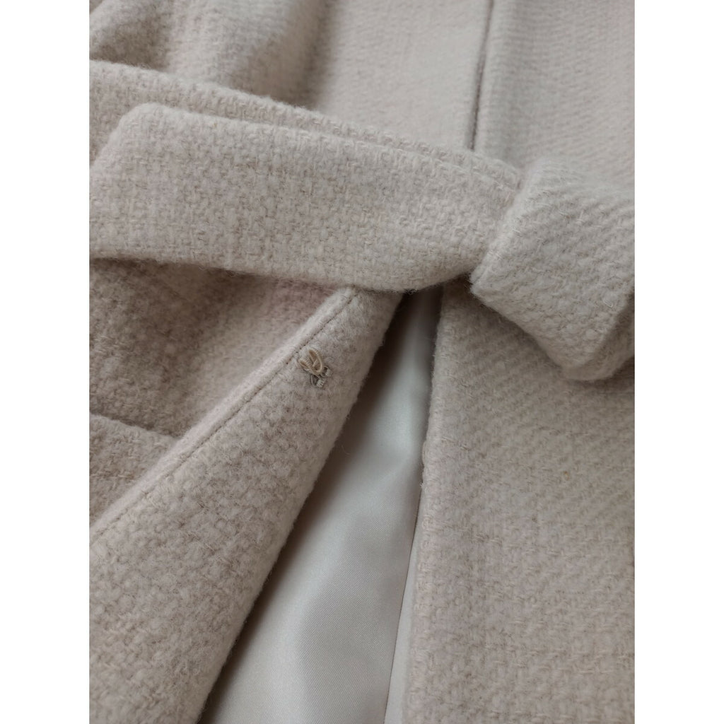 Cloth&Cross クロスアンドクロス 雅姫 ウール100％ ノーカラー ロングコート ライトベージュ F (18M＋0984)【中古】