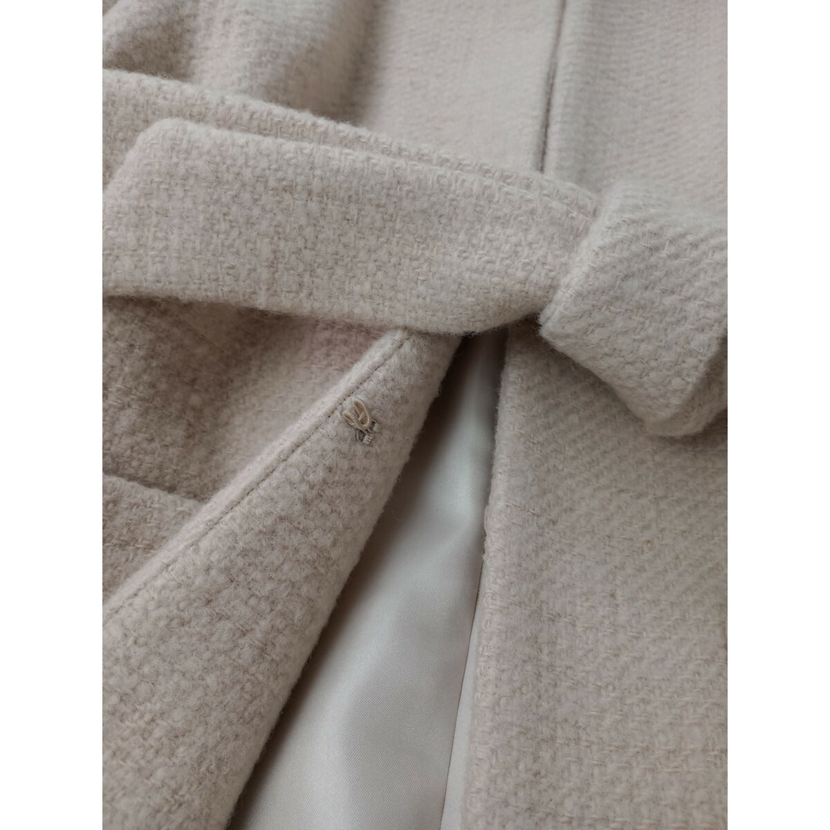 Cloth&Cross クロスアンドクロス 雅姫 ウール100％ ノーカラー ロングコート ライトベージュ F (18M＋0984)【中古】