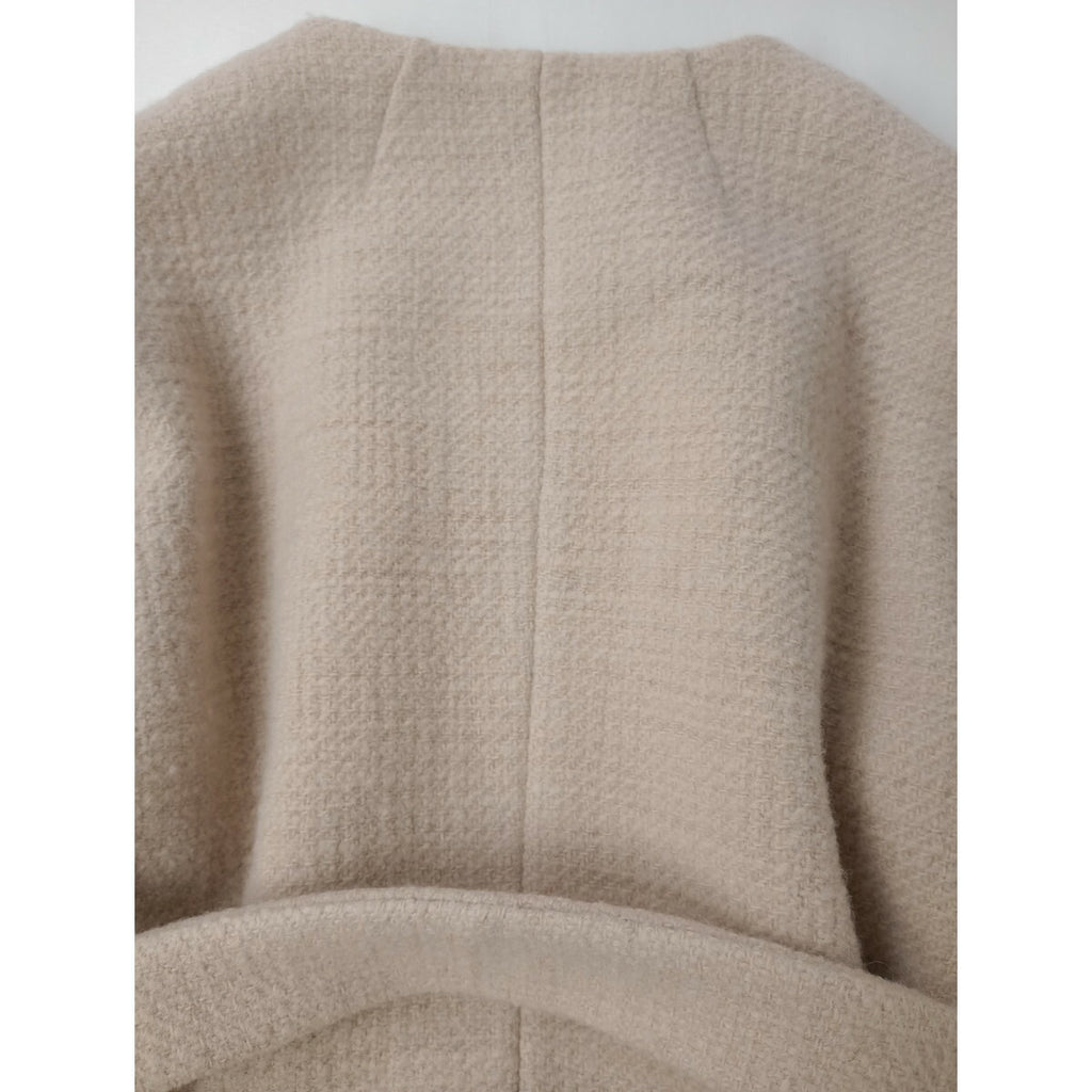 Cloth&Cross クロスアンドクロス 雅姫 ウール100％ ノーカラー ロングコート ライトベージュ F (18M＋0984)【中古】