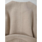 Cloth&Cross クロスアンドクロス 雅姫 ウール100％ ノーカラー ロングコート ライトベージュ F (18M＋0984)【中古】