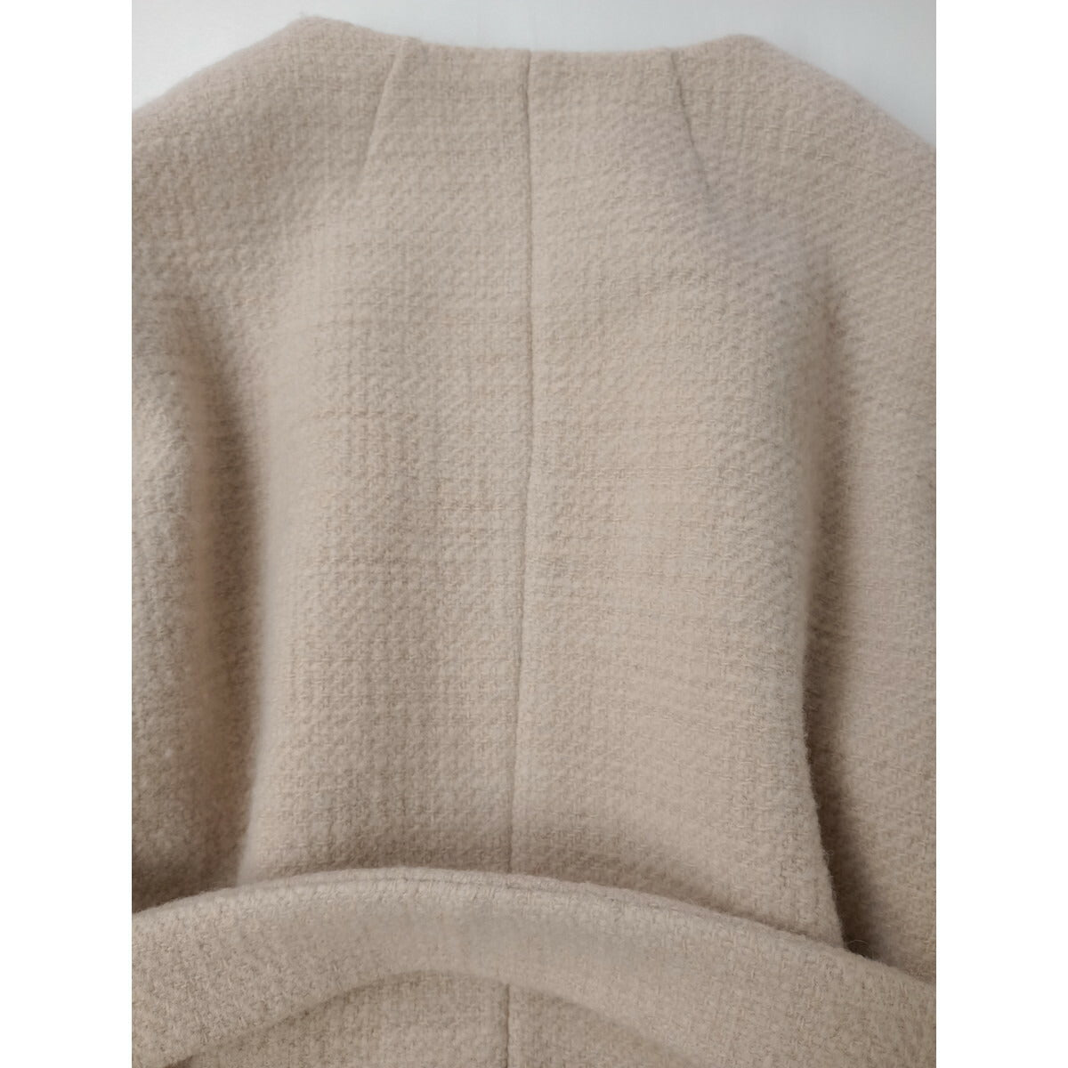 Cloth&Cross クロスアンドクロス 雅姫 ウール100％ ノーカラー ロングコート ライトベージュ F (18M＋0984)【中古】