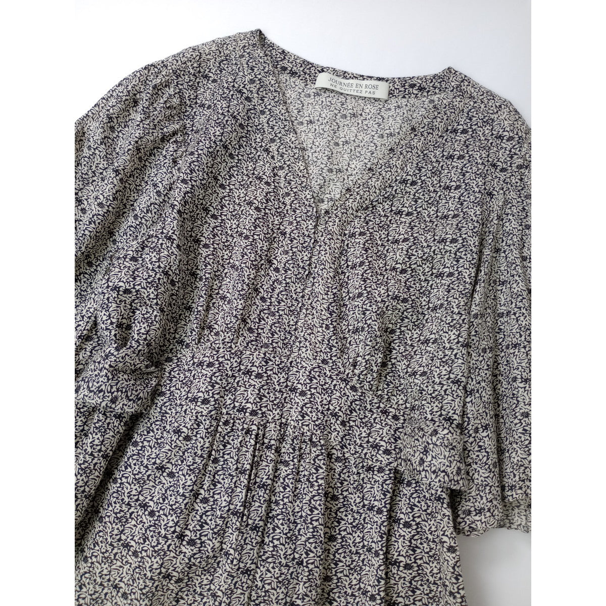 JOURNEE EN ROSE ne Quittez pas ジュルネアンローズ × ヌキテパ フラワープリント ワンピース ロング ドレス 白 黒  ブラック【中古】