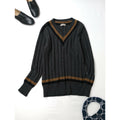 MARGARET HOWELLマーガレットハウエル スコットランドカシミヤ ウールVネック チルデン ニット トップス長袖 セーターグレー2(18M＋0221)【中古】