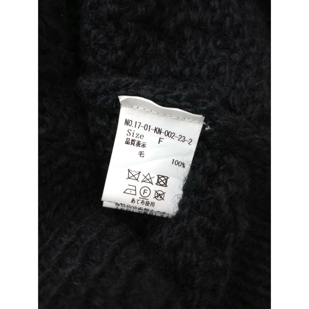 yuni ユニ ネパール ハンド ニット カーディガン 羽織 ウール 毛 100％ 黒 ブラック F (18M＋0982)【中古】